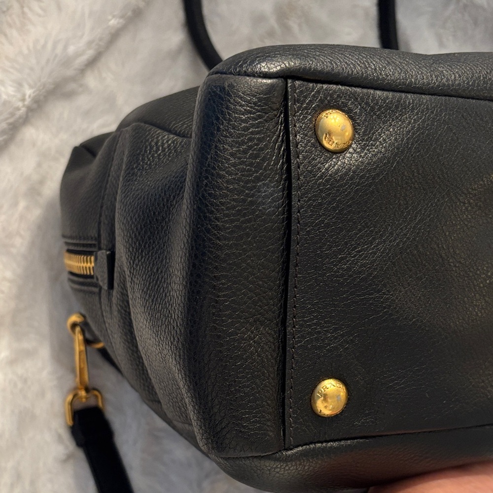 Prada Black Leather Satchel with Gold Accents - Picture 7 of 10